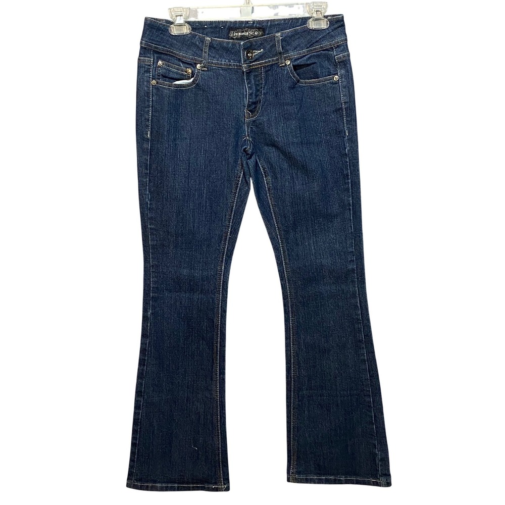 Imperial Star Dark Wash Bootcut Flare Jeans Women's Size 7‎ Stretch Denim - Picture 2 of 12